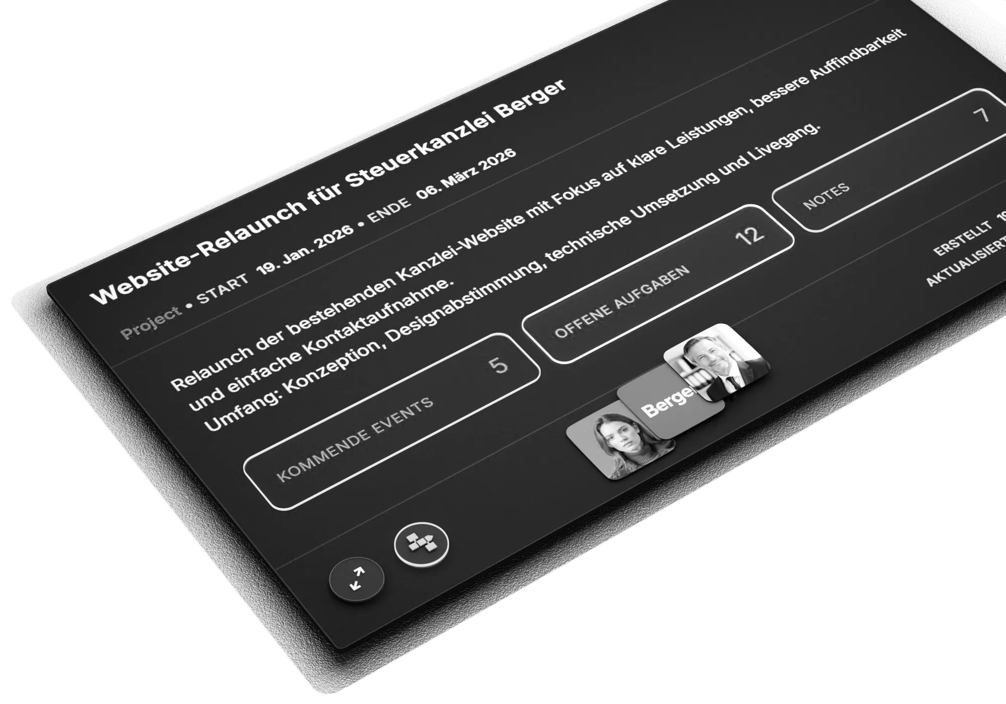 Projects board preview (Schwarzweiß)